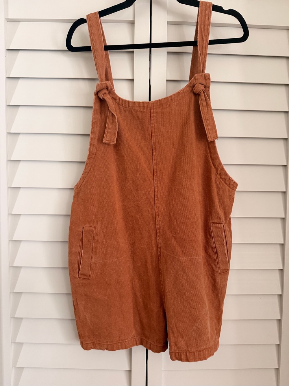 Rust Orange Women's Tie-Strap Romper Overalls S